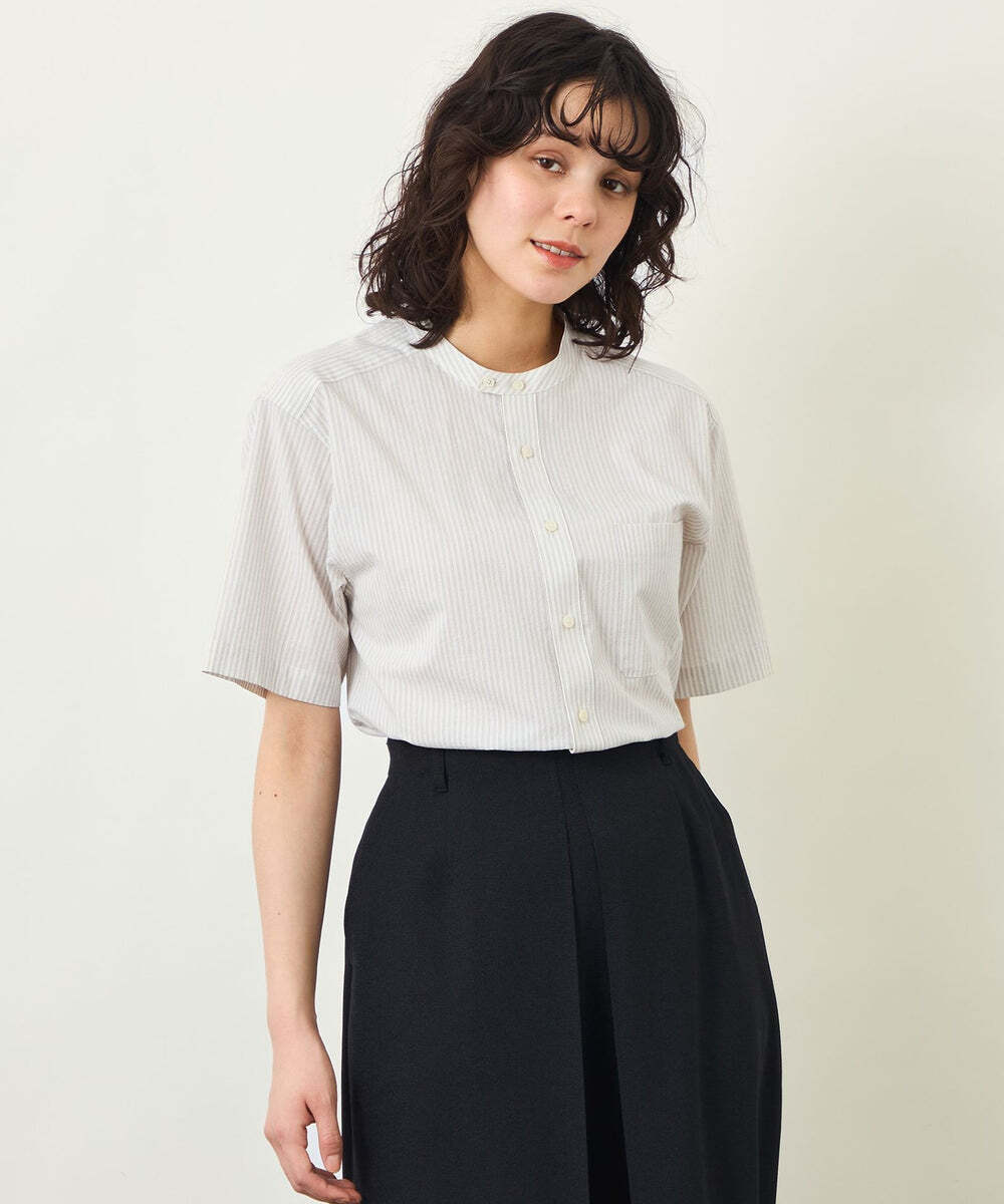 【GREY LABEL】 コットンコードボイル バンドカラーシャツ入荷